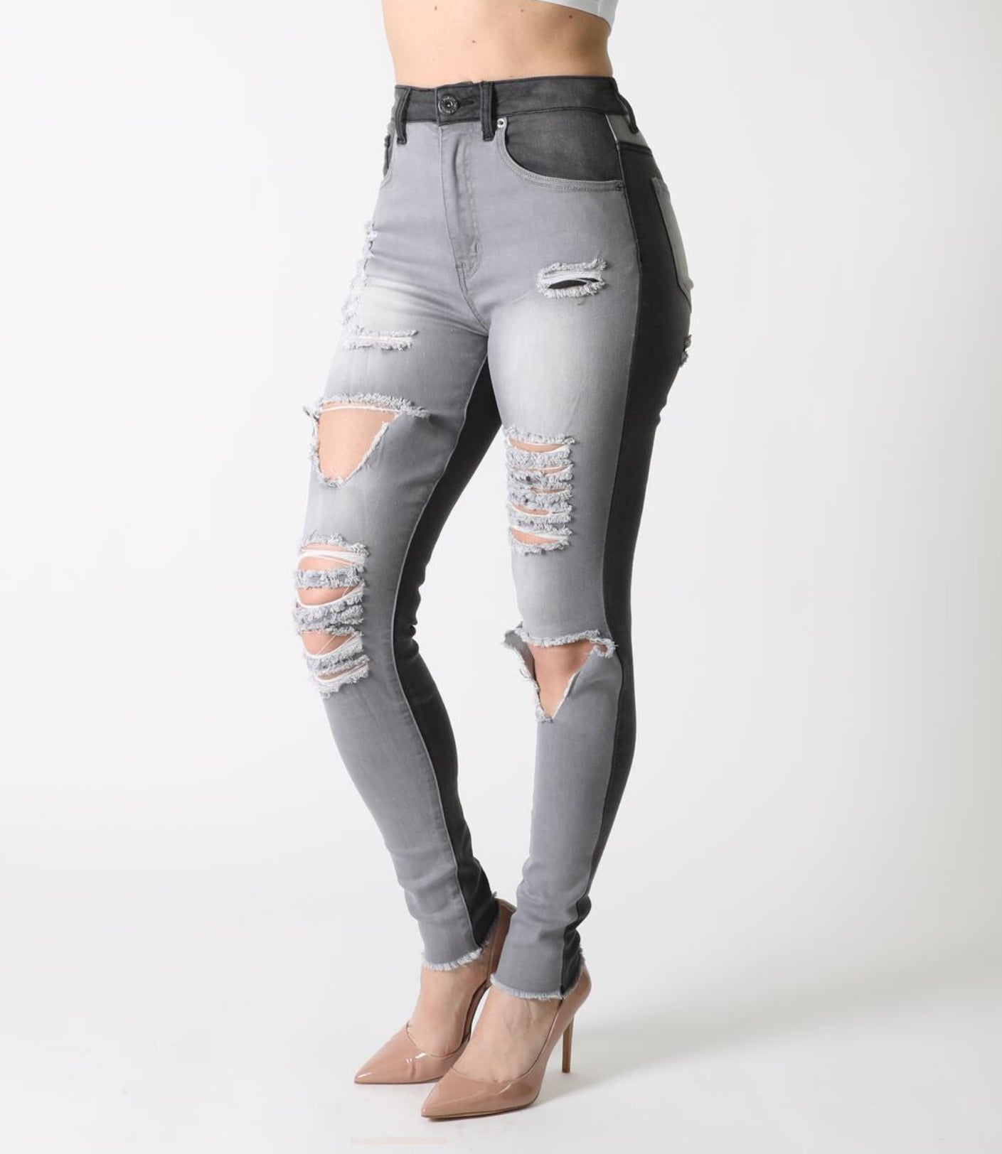 Block rip jeans